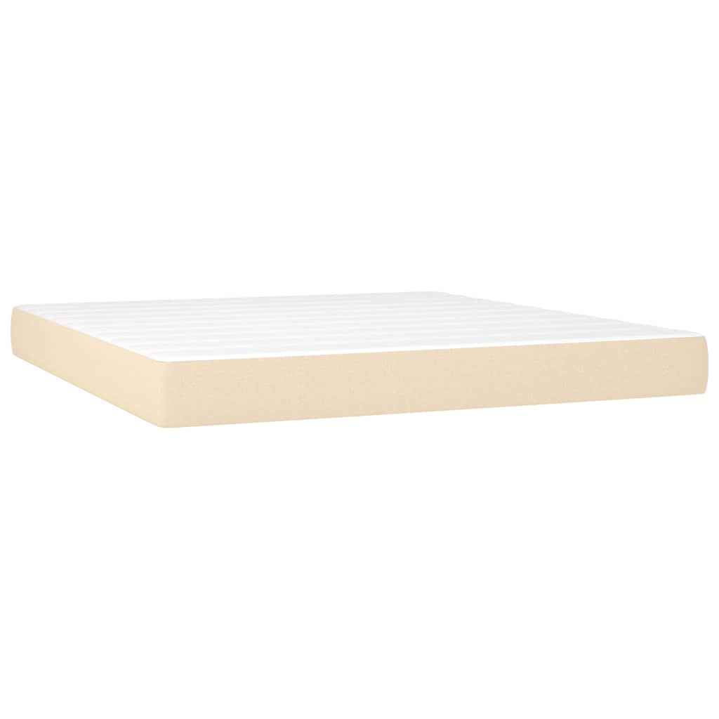 vidaXL Boxspring met matras stof crèmekleurig 160x200 cm