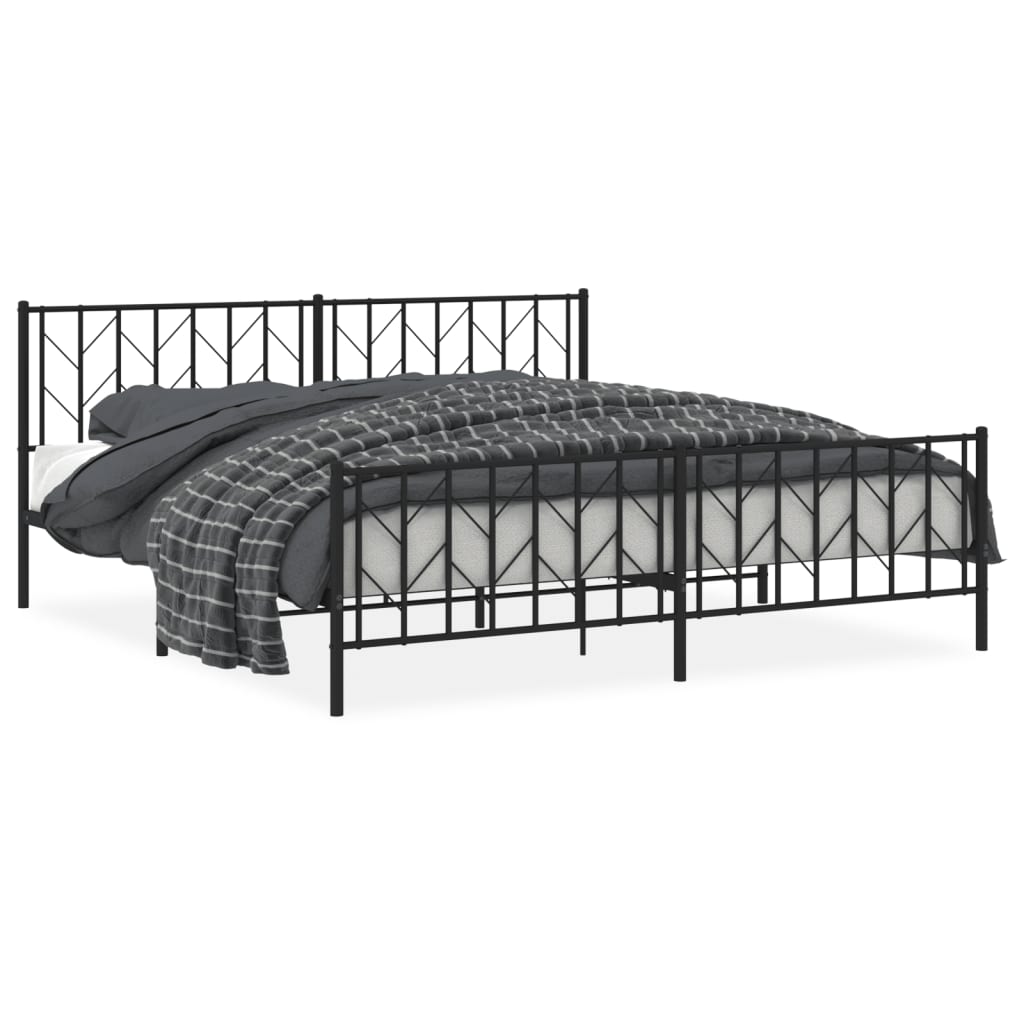 vidaXL Bedframe met hoofd- en voeteneinde metaal zwart 193x203 cm