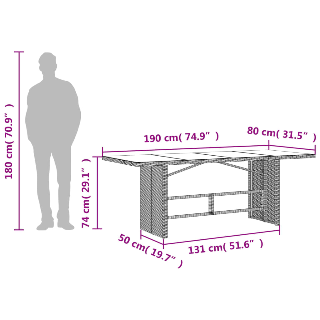 vidaXL 9-delige Tuinset poly rattan zwart