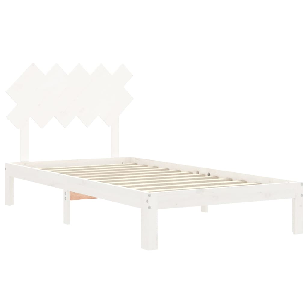 vidaXL Bedframe met hoofdbord massief hout wit 100x200 cm