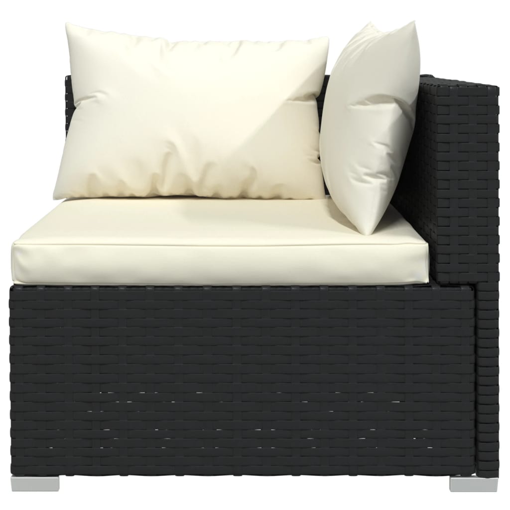 vidaXL 7-delige Loungeset met kussens poly rattan zwart