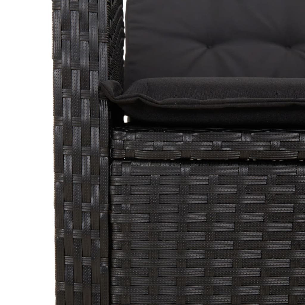 vidaXL Tuinstoelen 2 st verstelbaar met kussens poly rattan zwart