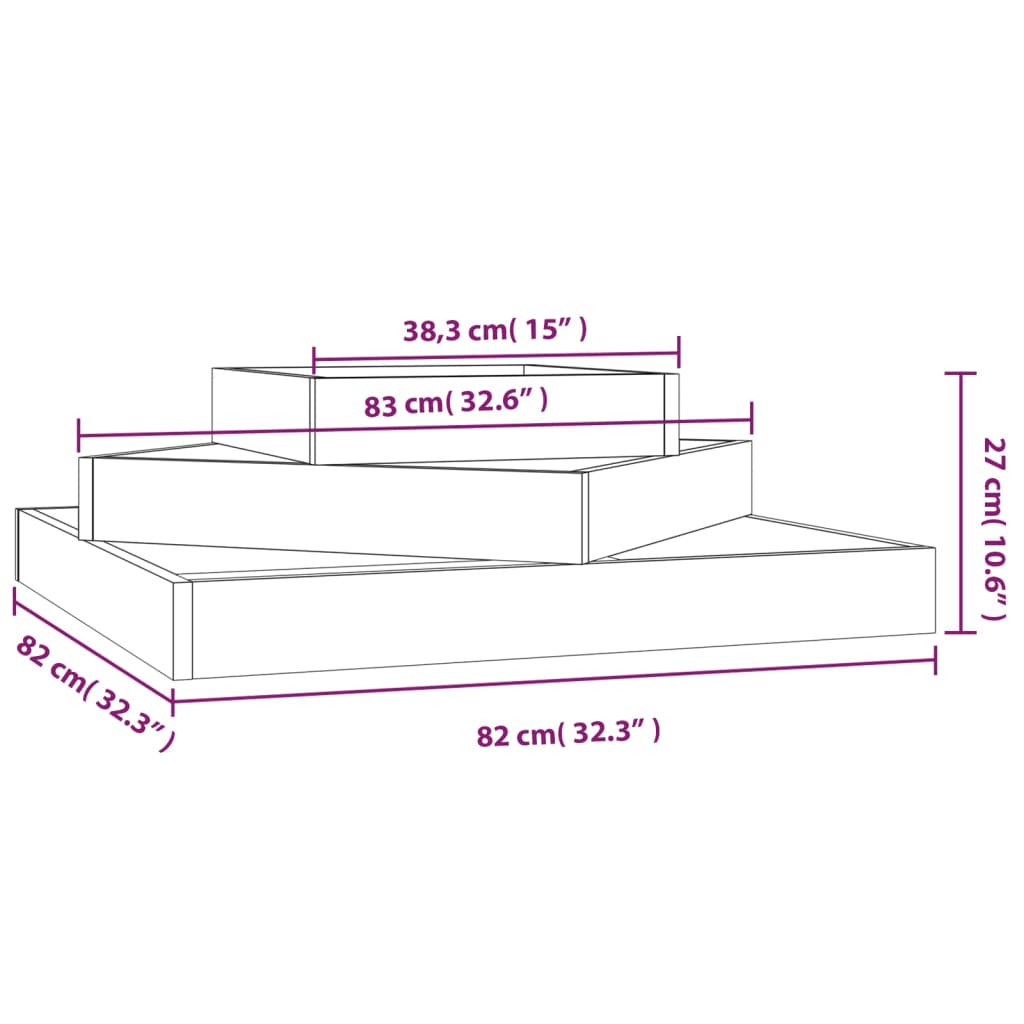 vidaXL Plantenbak 83x83x27 cm massief grenenhout zwart