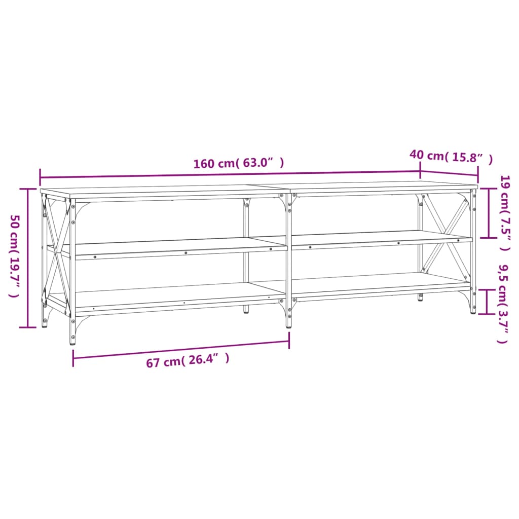 vidaXL Tv-meubel 160x40x50 cm bewerkt hout gerookt eikenkleurig