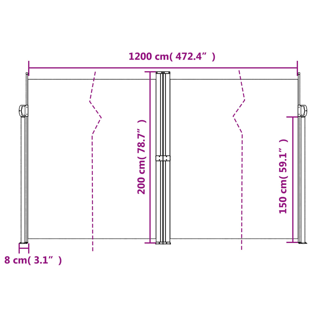 vidaXL Tuinscherm uittrekbaar 200x1200 cm blauw