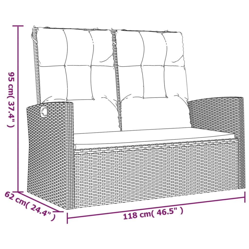 vidaXL 4-delige Loungeset met kussens poly rattan grijs