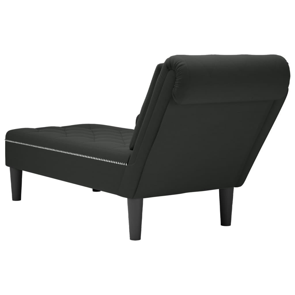 vidaXL Chaise longue met kussen en rechterarmleuning fluweel zwart