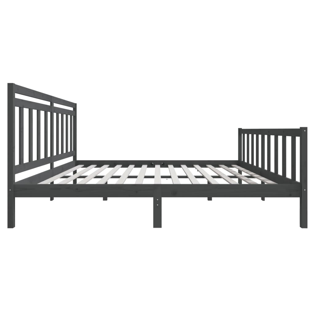 vidaXL Bedframe massief hout grijs 200x200 cm