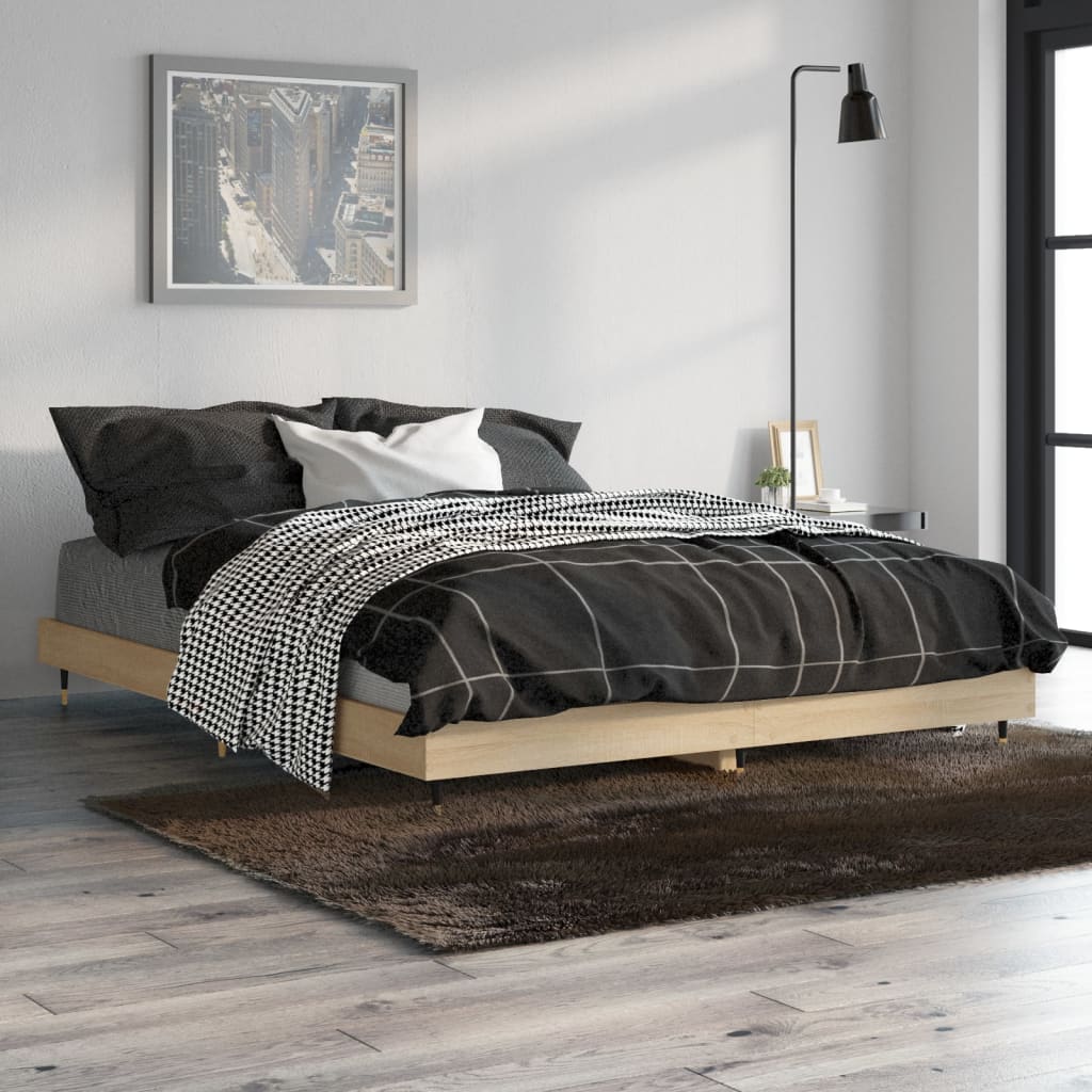 vidaXL Bedframe zonder matras hout sonoma eikenkleurig 140x190 cm