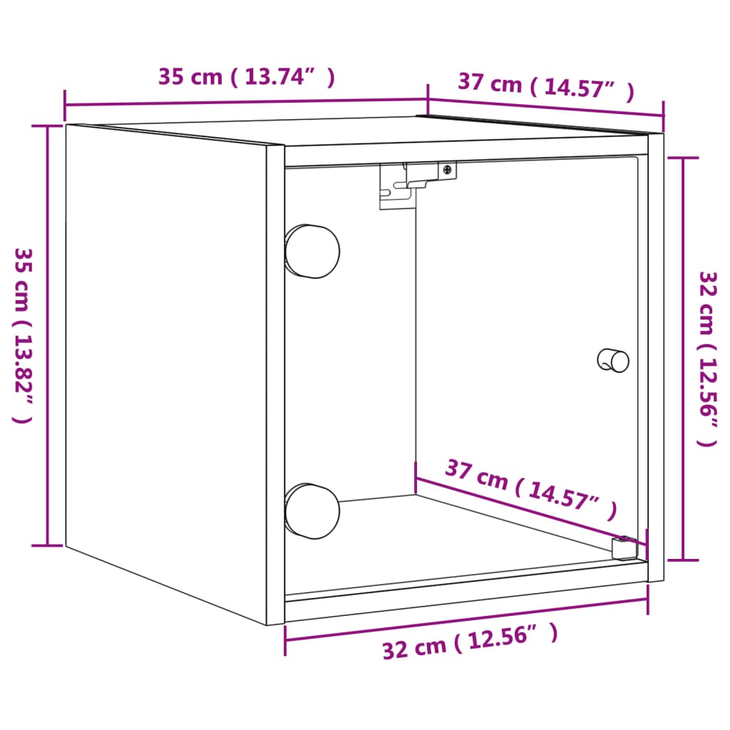 vidaXL Nachtkastjes met glazen deuren 2 st 35x37x35 cm gerookt eiken