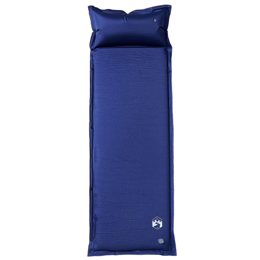 vidaXL Kampeermatras met kussen zelfopblazend 1-persoons marineblauw