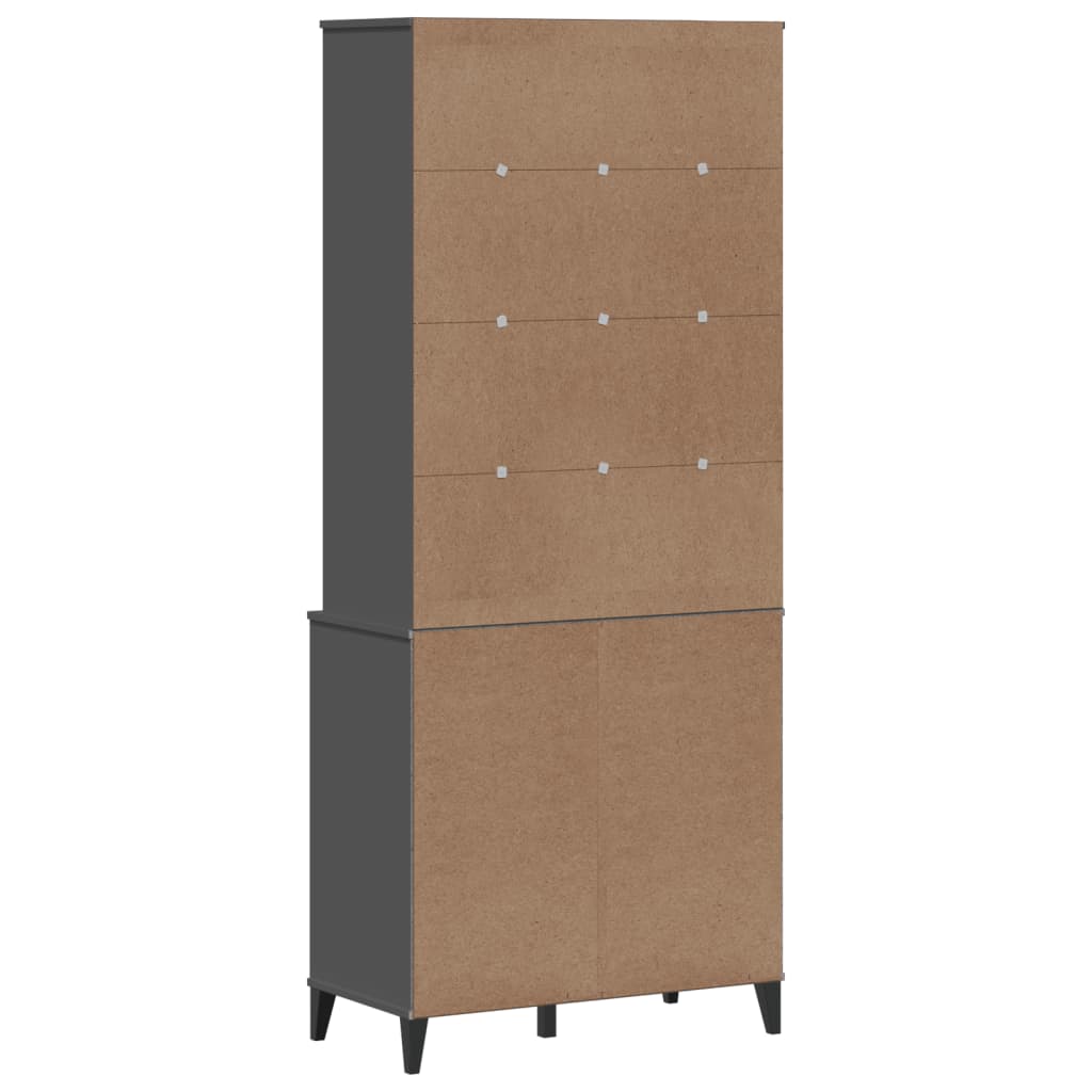 vidaXL Hoge kast VIKEN 80x40x190 cm massief grenenhout antracietgrijs