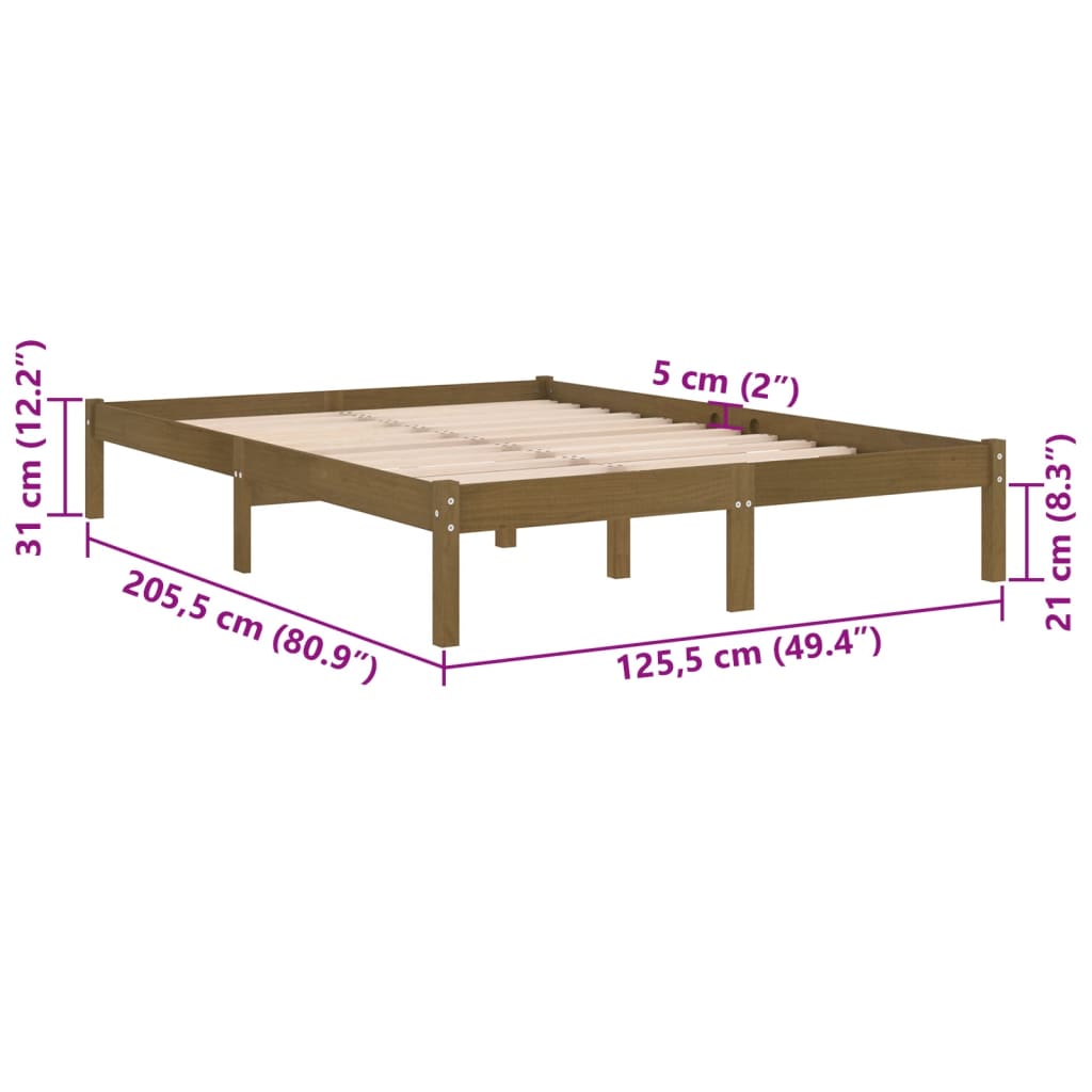 vidaXL Bedframe massief grenenhout honingbruin 120x200 cm