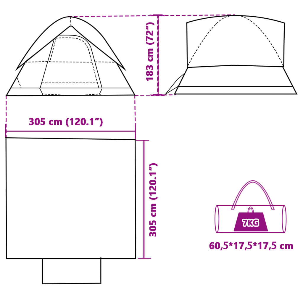 vidaXL Koepeltent 6-persoons waterdicht blauw