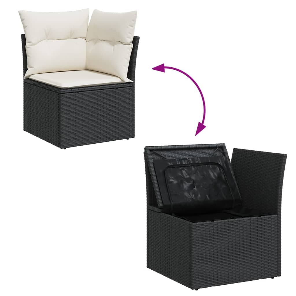 vidaXL 12-delige Loungeset met kussens poly rattan zwart