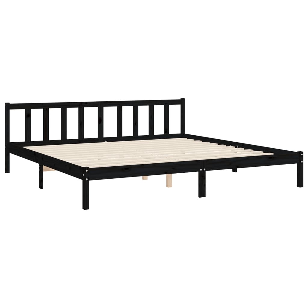 vidaXL Bedframe met hoofdbord massief hout zwart