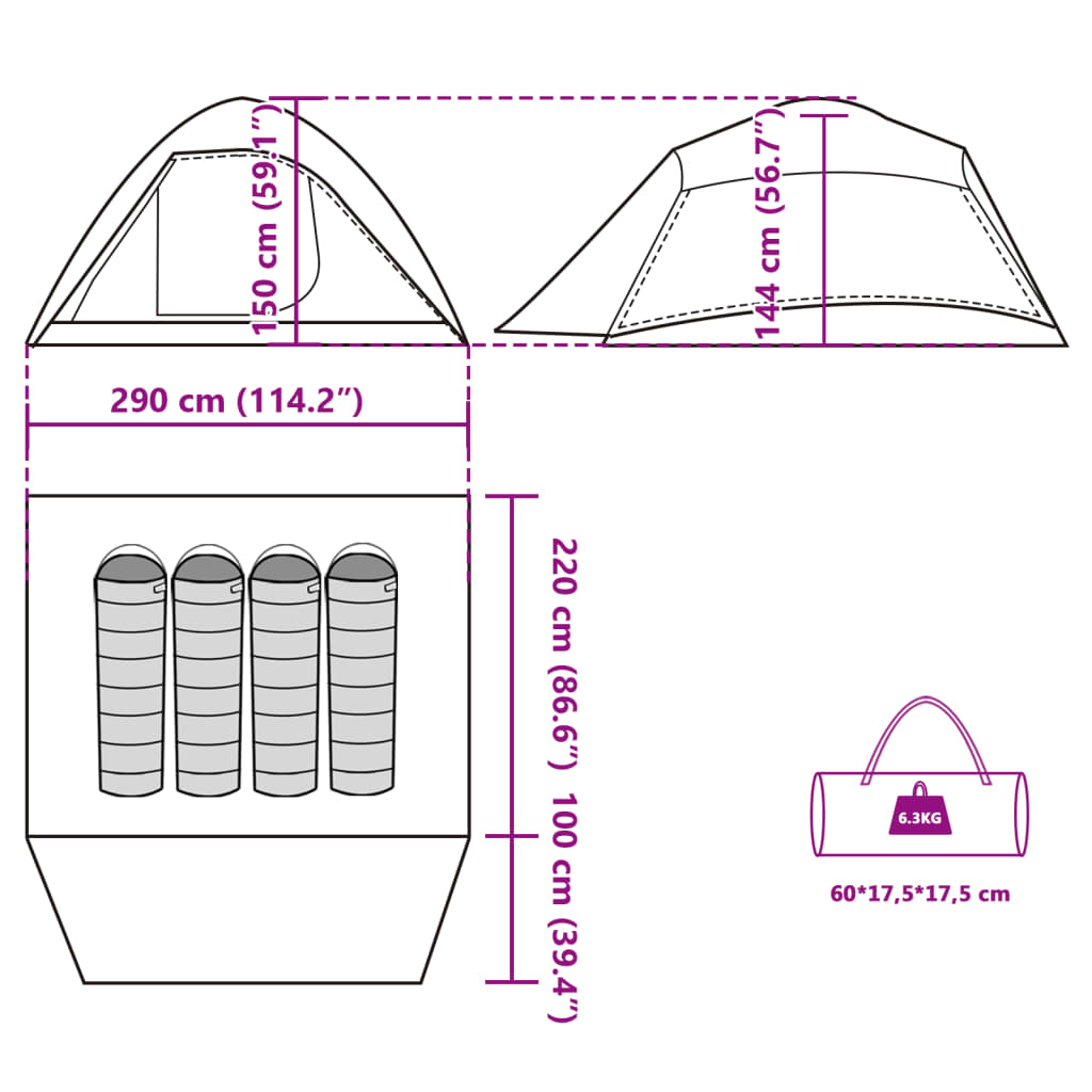 vidaXL Koepeltent 4-persoons waterdicht groen