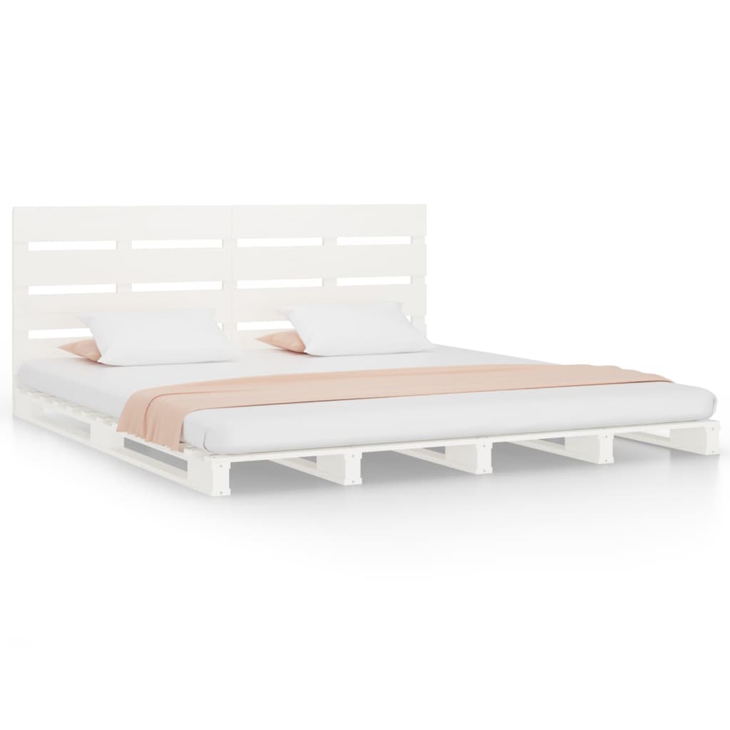 vidaXL Bedframe massief grenenhout wit 140x190 cm