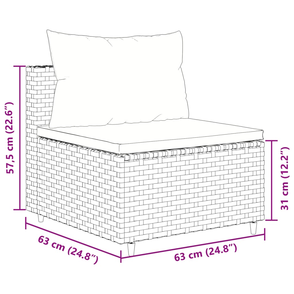 vidaXL 7-delige Loungeset met kussens poly rattan grijs