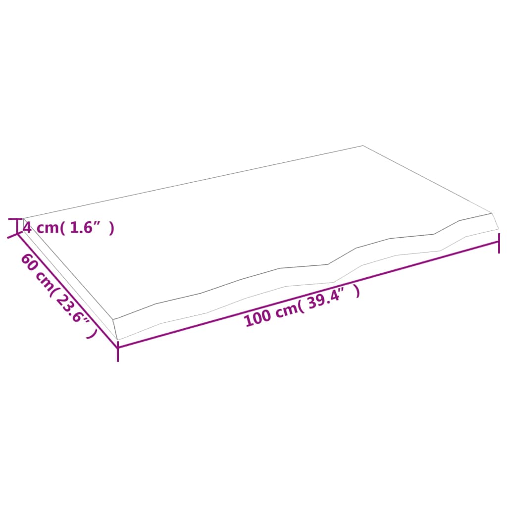 vidaXL Wastafelblad 100x60x(2-4) cm behandeld massief hout donkerbruin