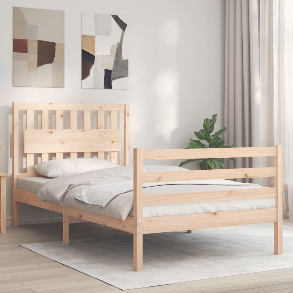 vidaXL Bedframe met hoofdbord massief hout 100x200 cm