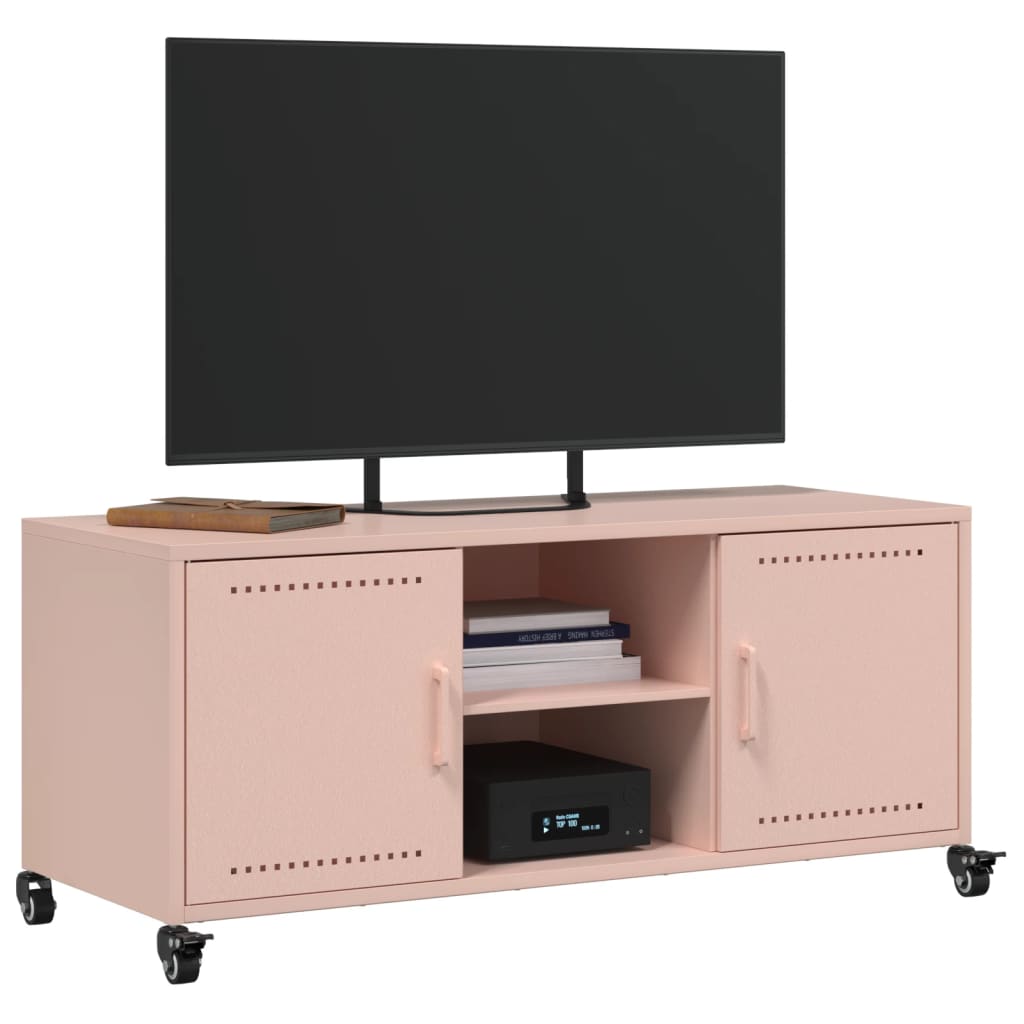 vidaXL Tv-meubel 100,5x39x43,5 cm staal roze