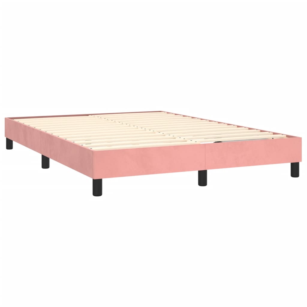 vidaXL Boxspring met matras fluweel roze 140x200 cm