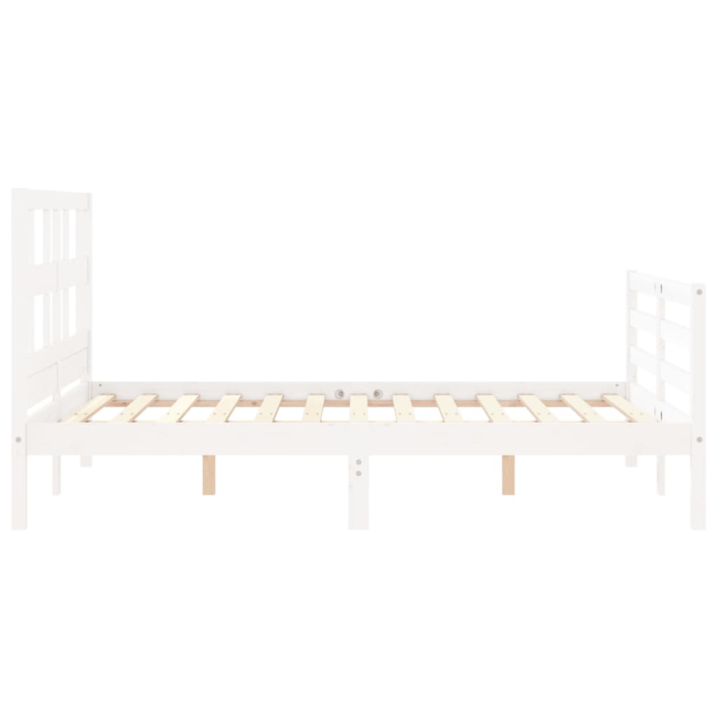 vidaXL Bedframe met hoofdbord massief hout wit 120x200 cm