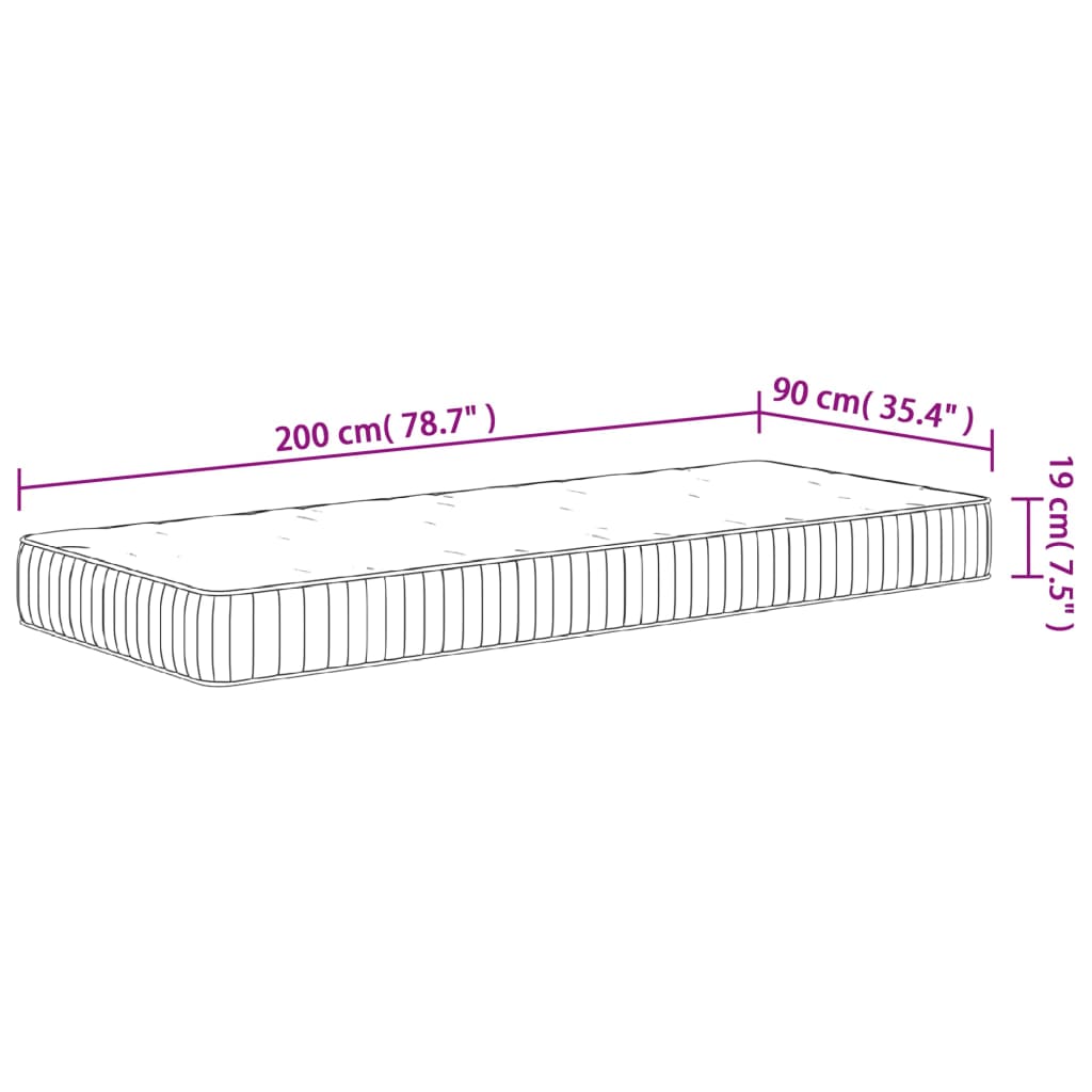 vidaXL Pocketveringmatras middelhard 90x200 cm