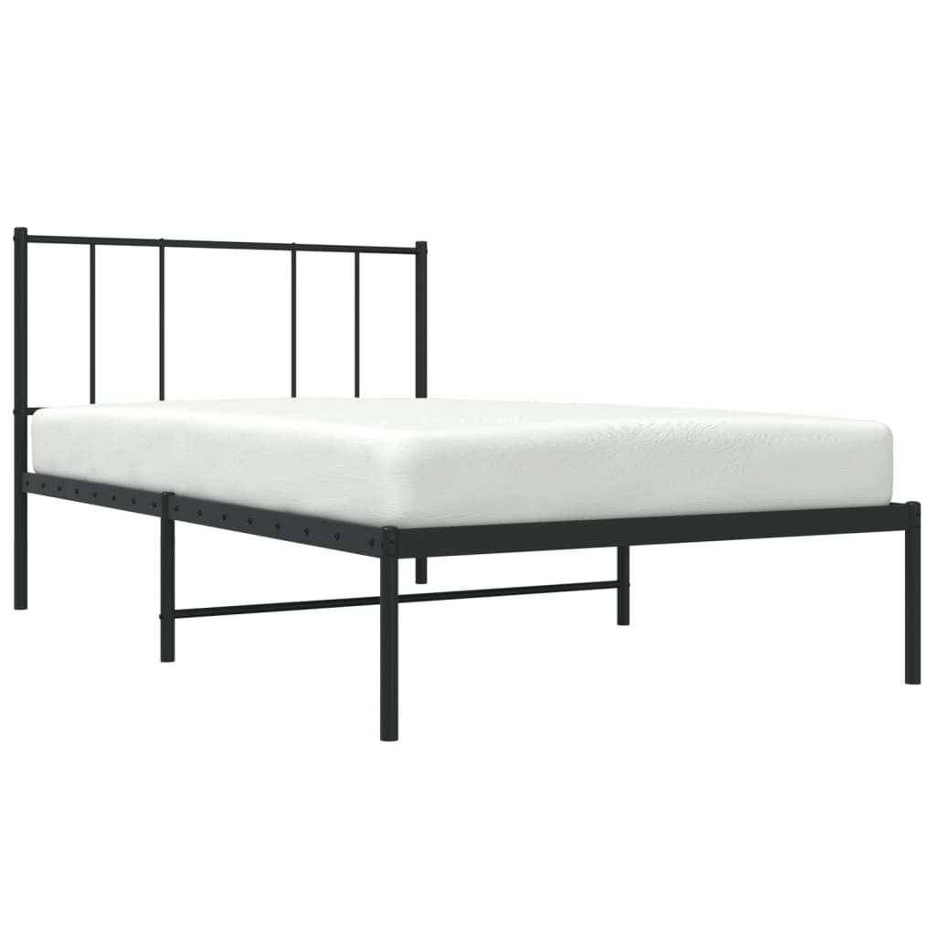 vidaXL Bedframe met hoofdbord metaal zwart 100x200 cm