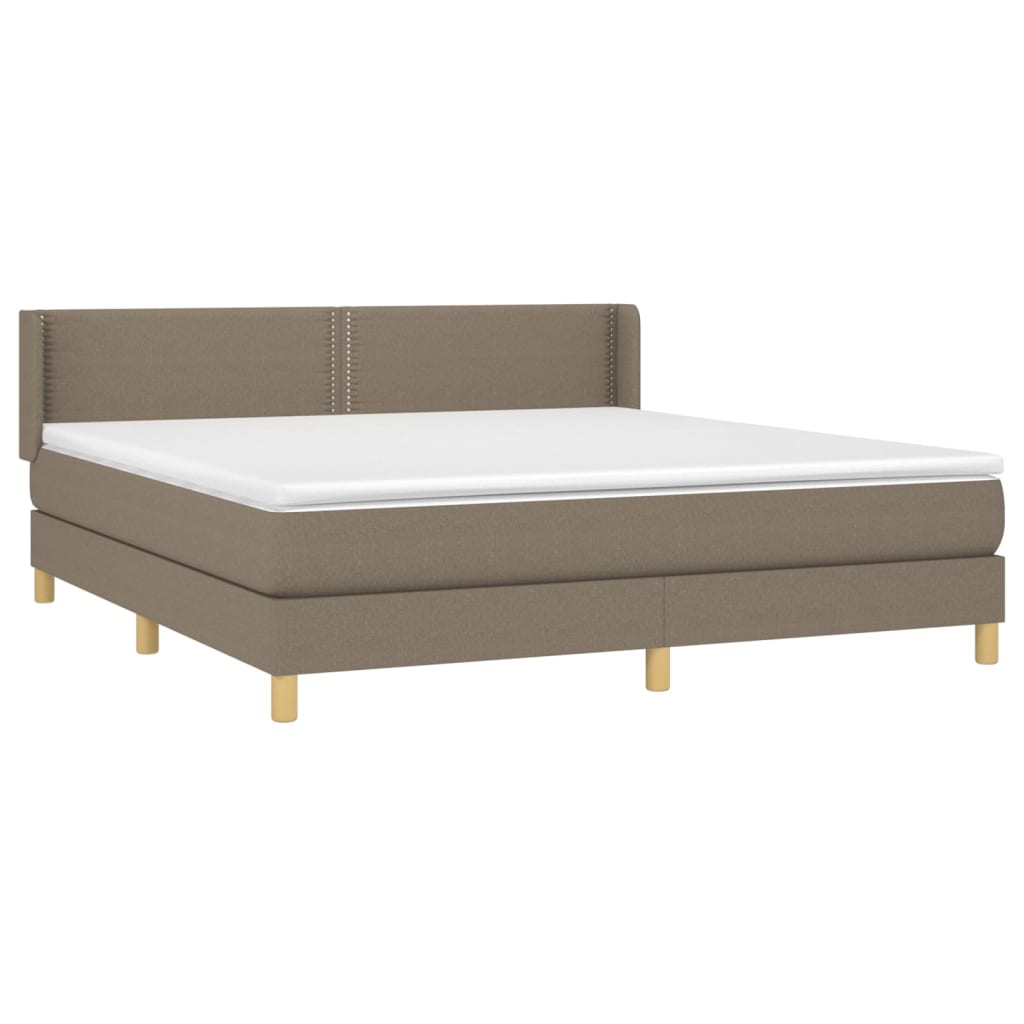 vidaXL Boxspring met matras stof taupe 160x200 cm