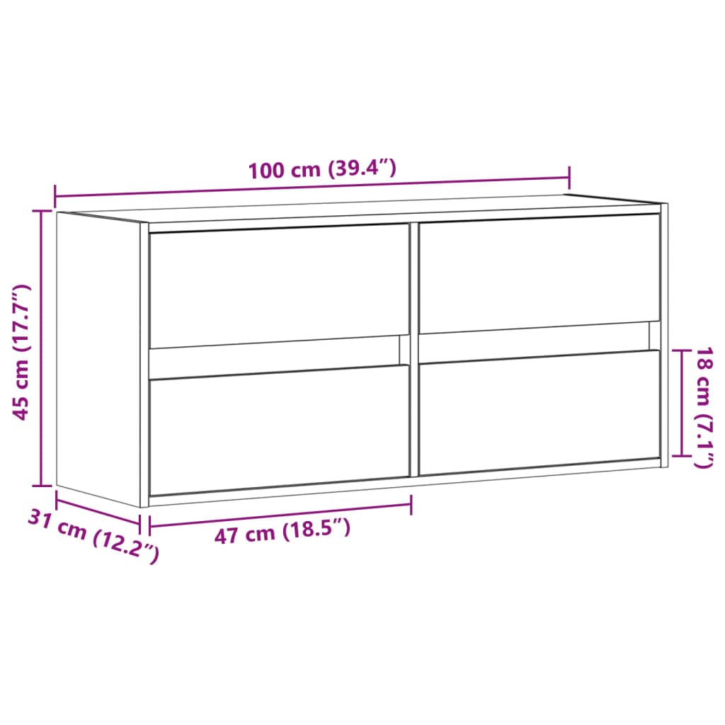 vidaXL Tv-wandmeubel met LED-verlichting 100x31x45 cm sonoma eiken