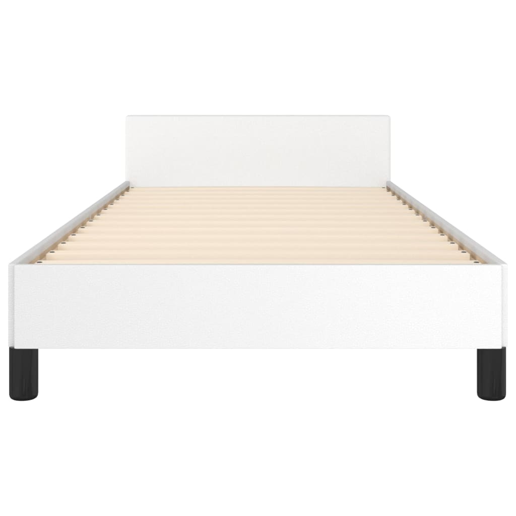 vidaXL Bedframe met hoofdbord kunstleer wit 90x200 cm