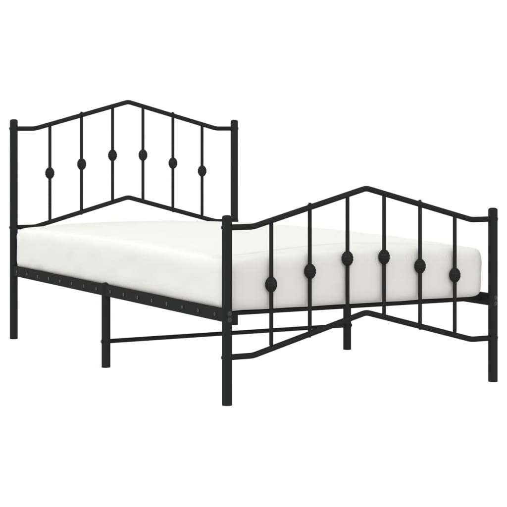 vidaXL Bedframe met hoofd- en voeteneinde metaal zwart 100x190 cm