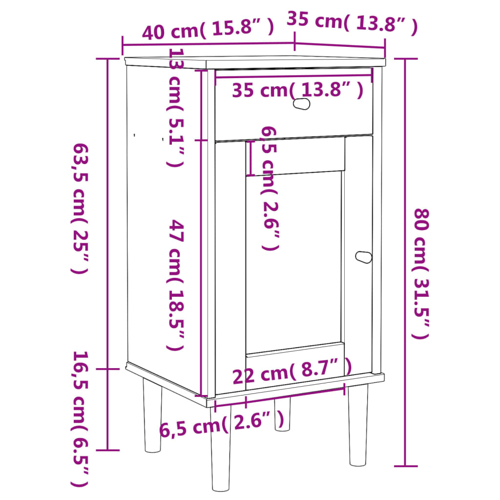 vidaXL Dressoir SENJA rattan-look 80x35x80 cm massief grenenhout bruin