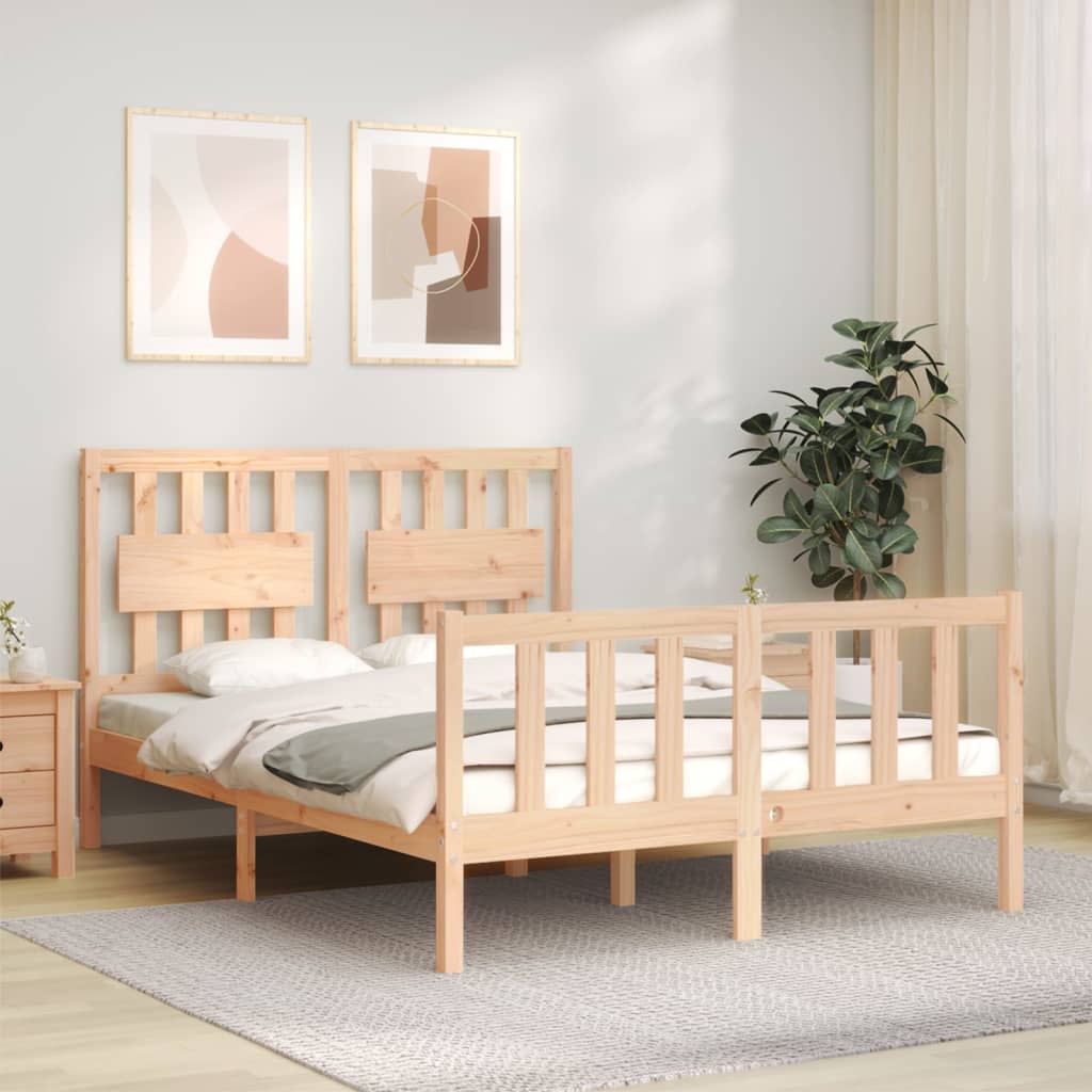 vidaXL Bedframe met hoofdbord massief hout 120x200 cm