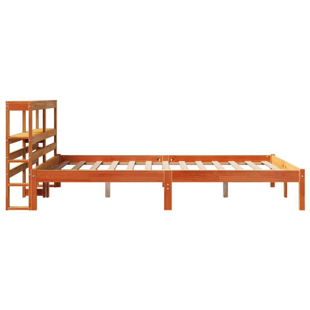 vidaXL Bedframe met hoofdbord massief grenenhout wasbruin 140x190 cm