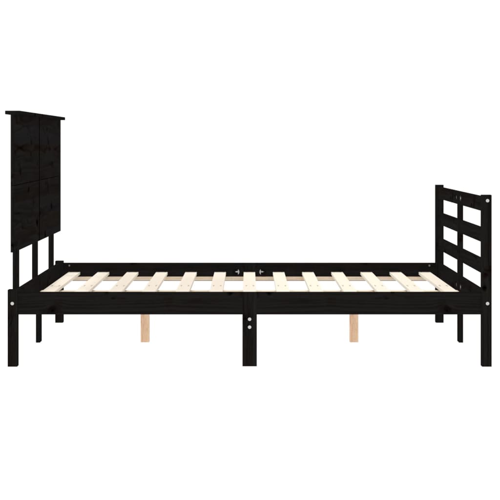 vidaXL Bedframe met hoofdbord massief hout zwart 120x200 cm