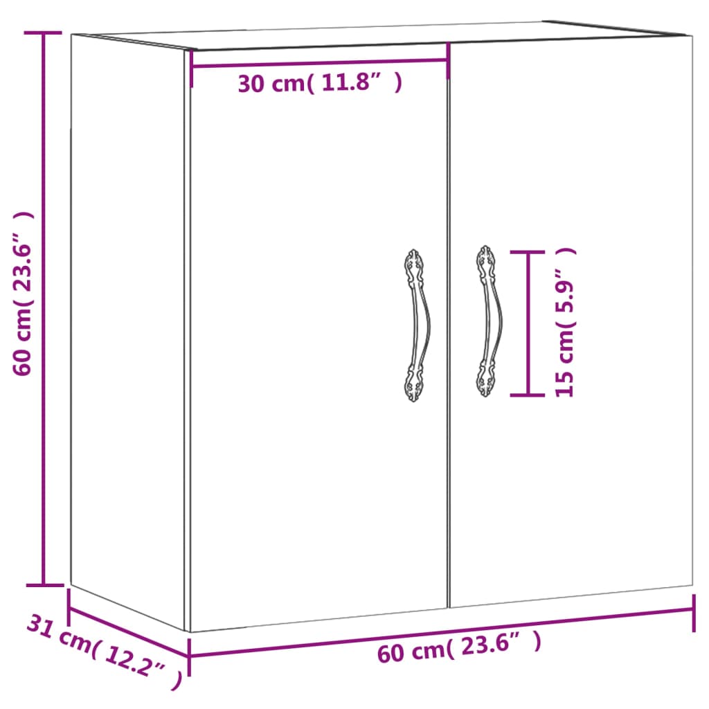 vidaXL Wandkast 60x31x60 cm bewerkt hout wit