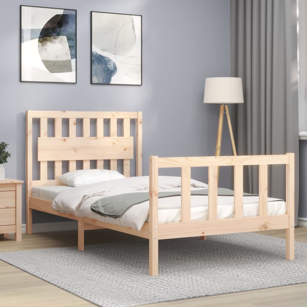 vidaXL Bedframe met hoofdbord massief hout 100x200 cm