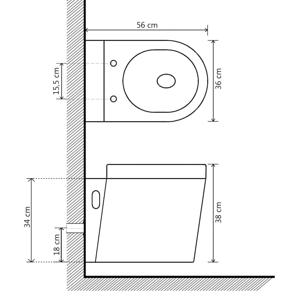 vidaXL Hangend toilet met verborgen stortbak keramiek zwart