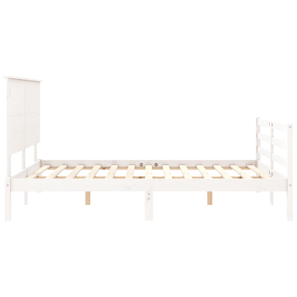 vidaXL Bedframe met hoofdbord massief hout wit