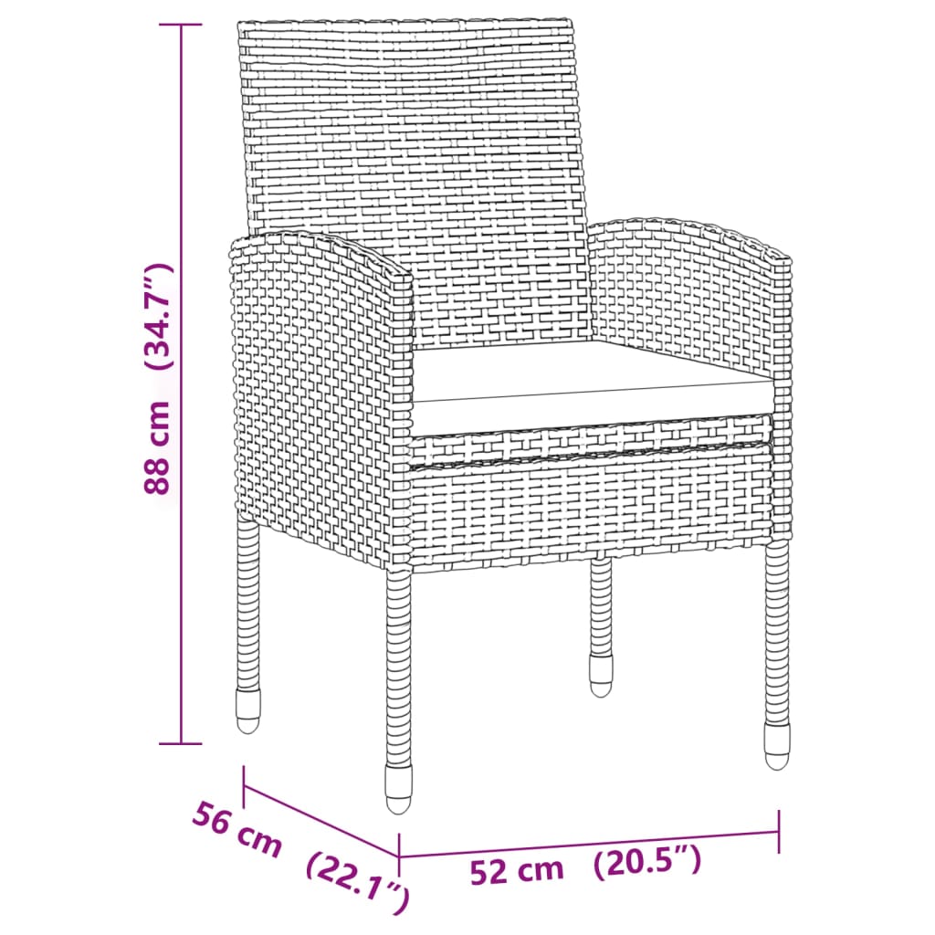 vidaXL 5-delige Tuinset poly rattan zwart