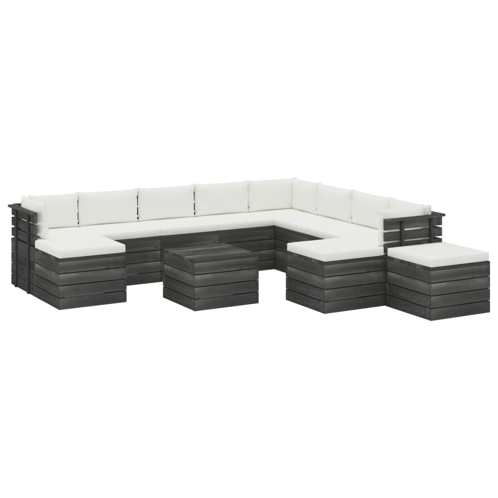 vidaXL 12-delige Loungeset met kussens pallet massief grenenhout