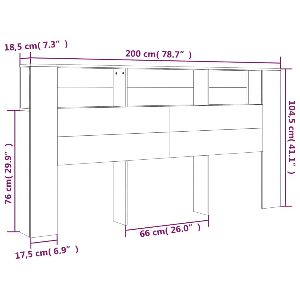 vidaXL Hoofdbordkast 200x18,5x104,5 cm sonoma eikenkleurig