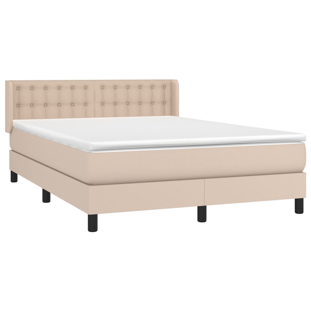 vidaXL Boxspring met matras kunstleer cappuccinokleurig 140x200 cm