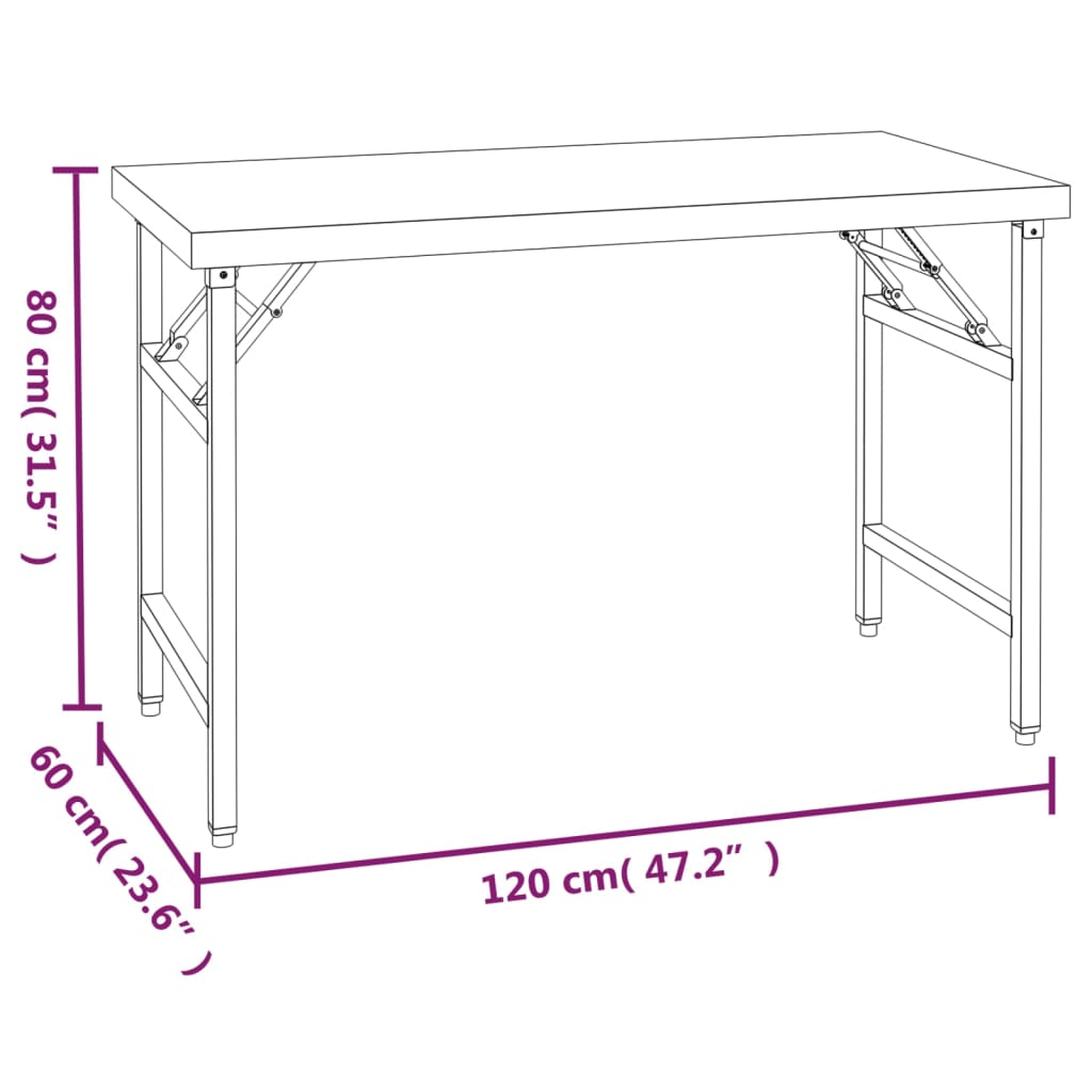 vidaXL Keukenwerktafel met bovenschap 120x60x115 cm roestvrij staal