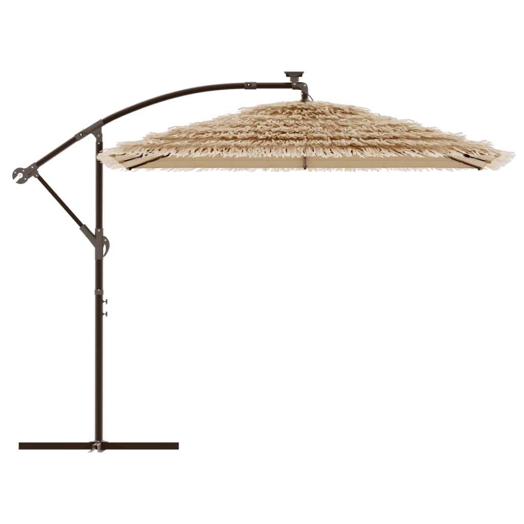 vidaXL Parasol met LED's en stalen paal 246x246x230 cm bruin