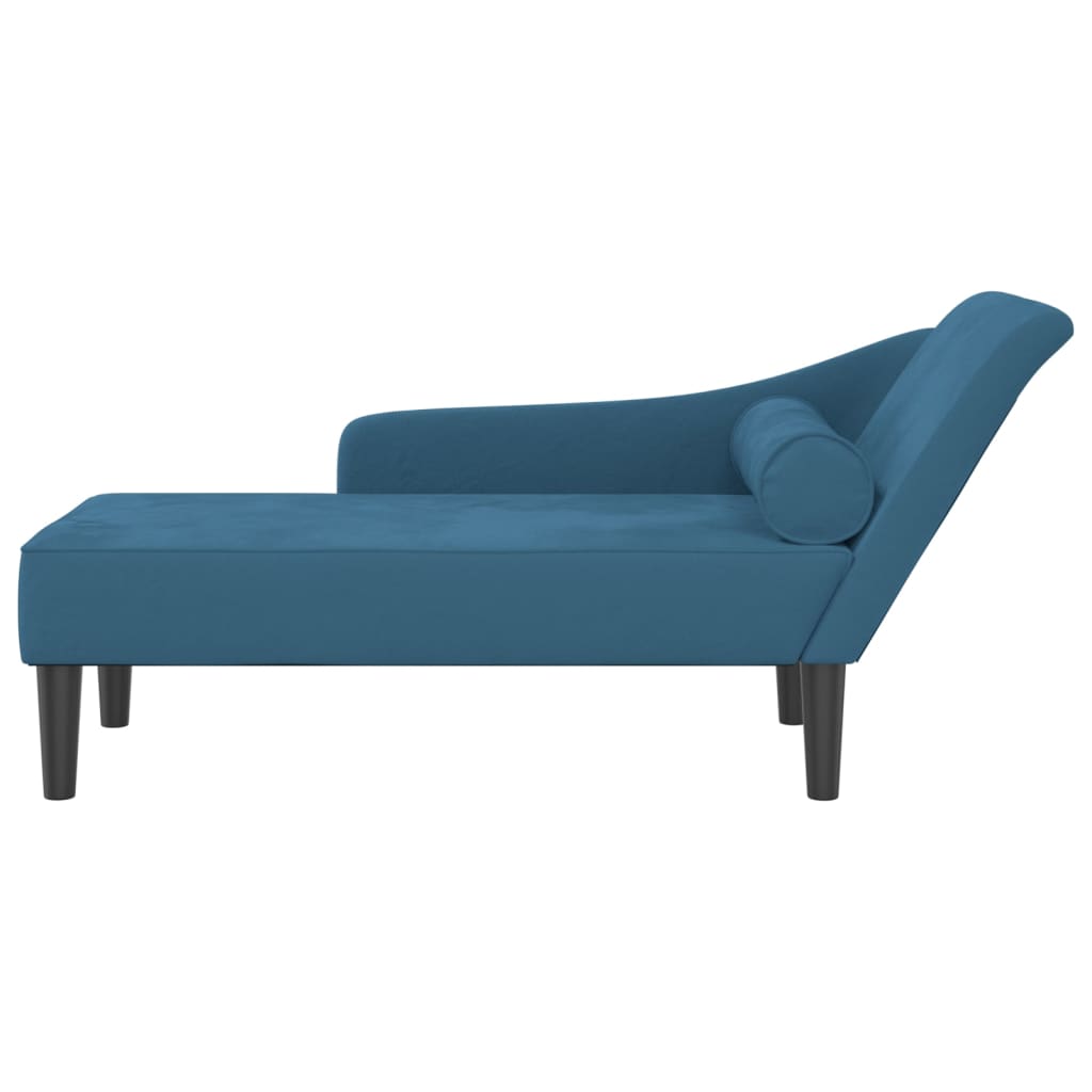 vidaXL Chaise longue met kussens fluweel blauw