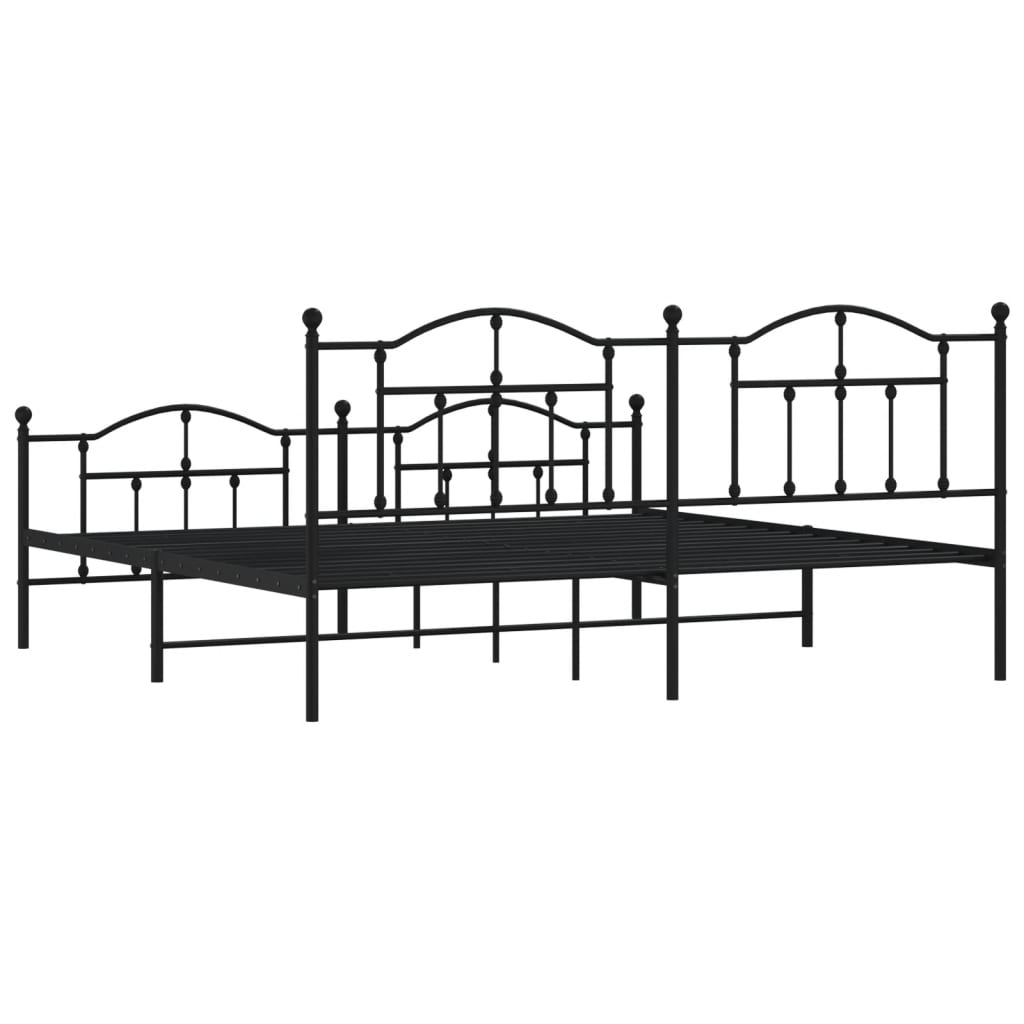 vidaXL Bedframe met hoofd- en voeteneinde metaal zwart 200x200 cm